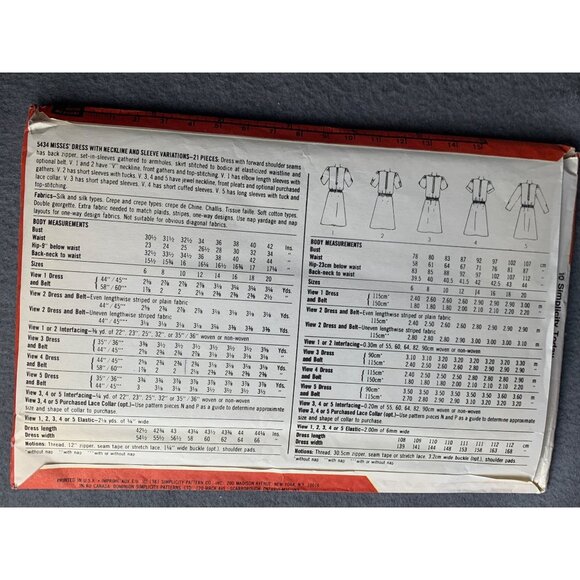 Simplicity Misses Dress Sewing Pattern Size 6 8 10 5434 1980 - Picture 2 of 3